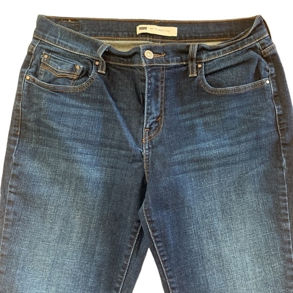 Levi's 505 Straight Leg High Rise Back Flap Pocket Blue Jeans Size 10 - Picture 2 of 9